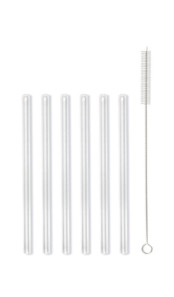 Słomki szklane transparent 15cm zestaw 6 sztuk ze szczoteczką 26582