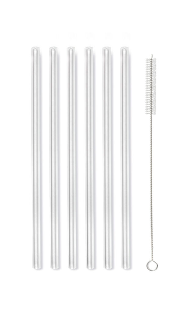 Słomki szklane transparent 20cm zestaw 6 sztuk ze szczoteczką 26605