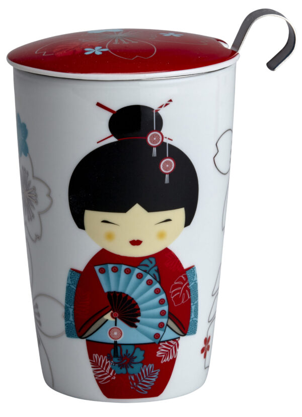 Kubek z zaparzaczem TeaEve 350ml New Little Geisha Czerwony 80004