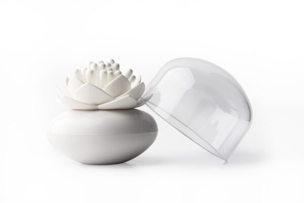 Pojemnik na patyczki do uszu Lotus biały 10157-WH-WH